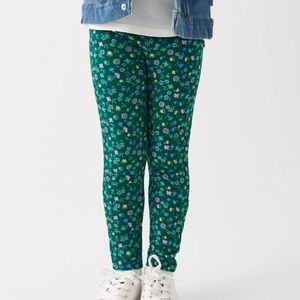 Little Sleepies Emerald Meadow Bamboo Leggings, floral green